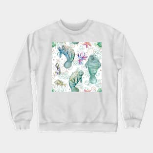 Cute Manatees Underwater  All Over Tote Bag Crewneck Sweatshirt